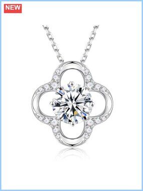 MOOSEA Four Leaf Clover Moissanite Pendant Necklace 3ct S925 Sterling Silver